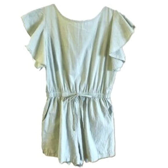 Angashion Pants - Angashion Romper Shorts Batwing Sleeve Lightweight Round Neck Size S Sage Green